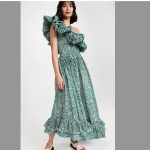 Sika Sono Batik Green White One-Shoulder Maxi Dress 12